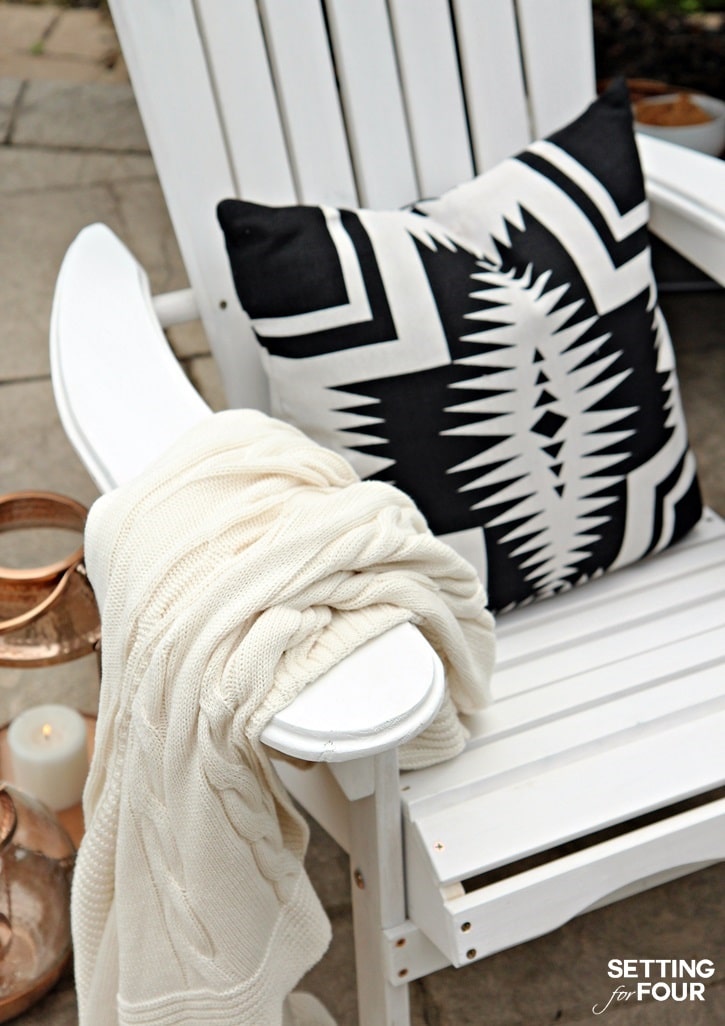 Graphic black and white tribal pillow.
