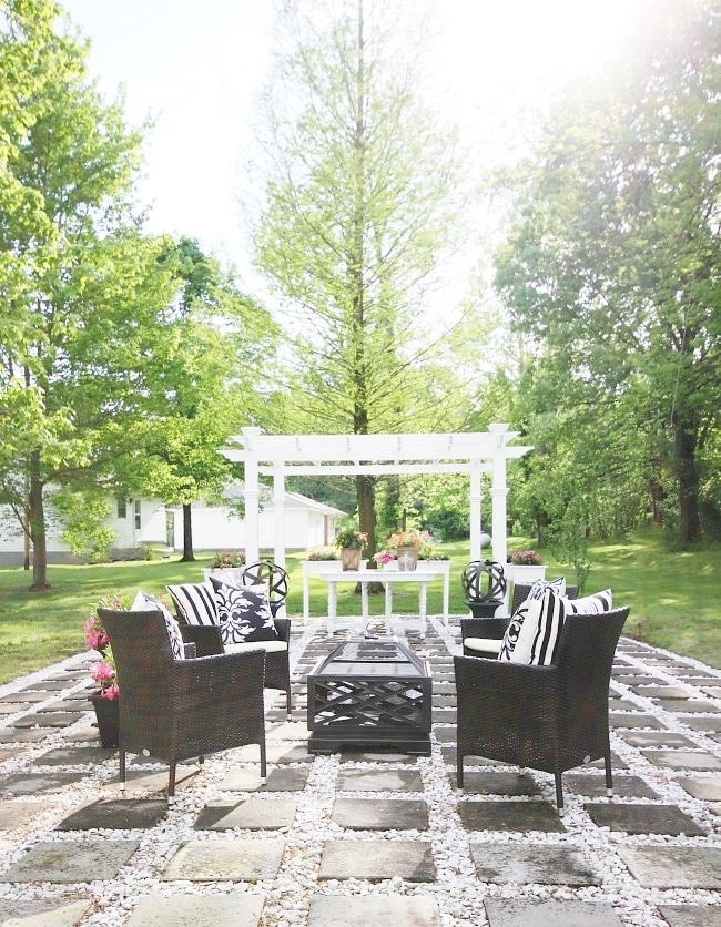 Create a DIY crushed stone and paver patio: English Inspired Stone Paver Patio Makeover 