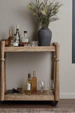 Modern Organic Wood Bar Cart Decorating Ideas