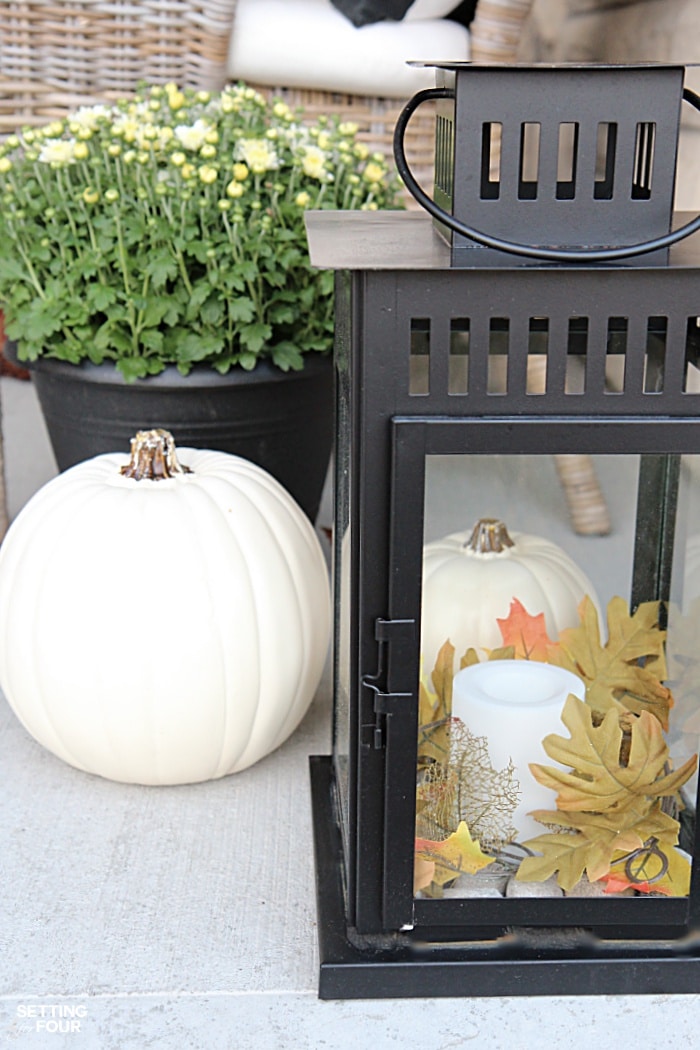 Welcome to my Fall Home Tour Part 2 - my Fall Front Porch! See my Fall lantern decorating ideas.