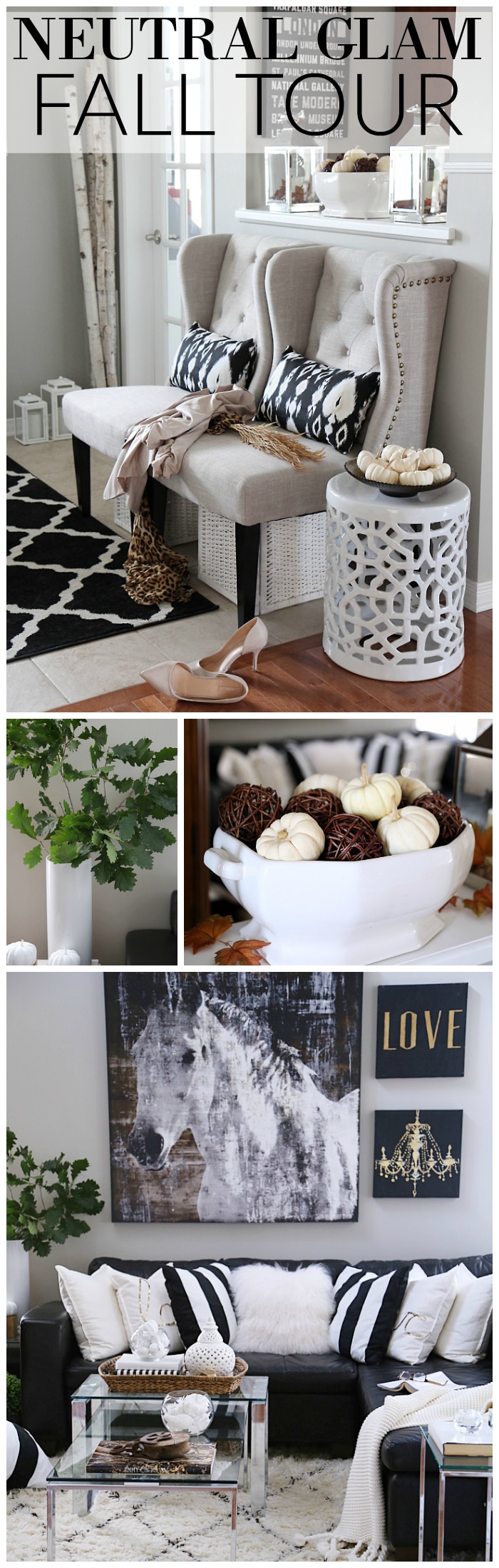 See this design blogger's neutral glam fall home tour with simple, easy and cozy fall decorating ideas for a neutral color scheme.