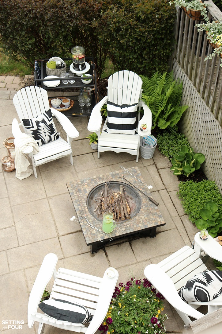 Use a Bar Cart on a patio as a smore's station by a fire pit seating area! See all 15 CREATIVE ways to use and style a bar cart in your home.