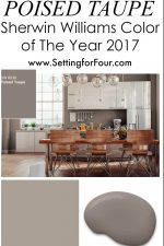 Looking for a paint color to paint your next room? See why I love Poised Taupe SW 6039 - Sherwin Williams Color of the Year 201 and how it looks in real rooms!