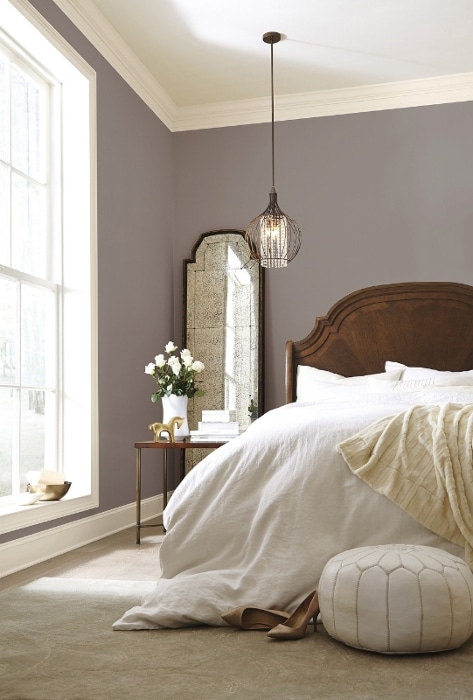 Poised taupe paint color for bedroom walls - beautiful with classic furniture styles.