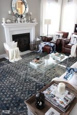 Sometimes just adding an area rug to a room can give it a whole new look! See how my new indigo and gray vintage style area rugs gave my brown leather living room furniture, gray walls and kitchen eating area a whole new stylish look! I also have an incredible rug giveaway for you too!