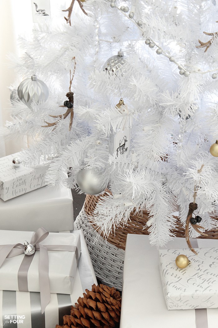 White Christmas tree decor ideas- rustic glam style! If you love neutral home decor you'll love these holiday tree decorating ideas!