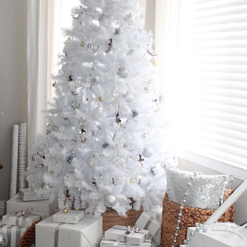 Rustic glam white Christmas tree.