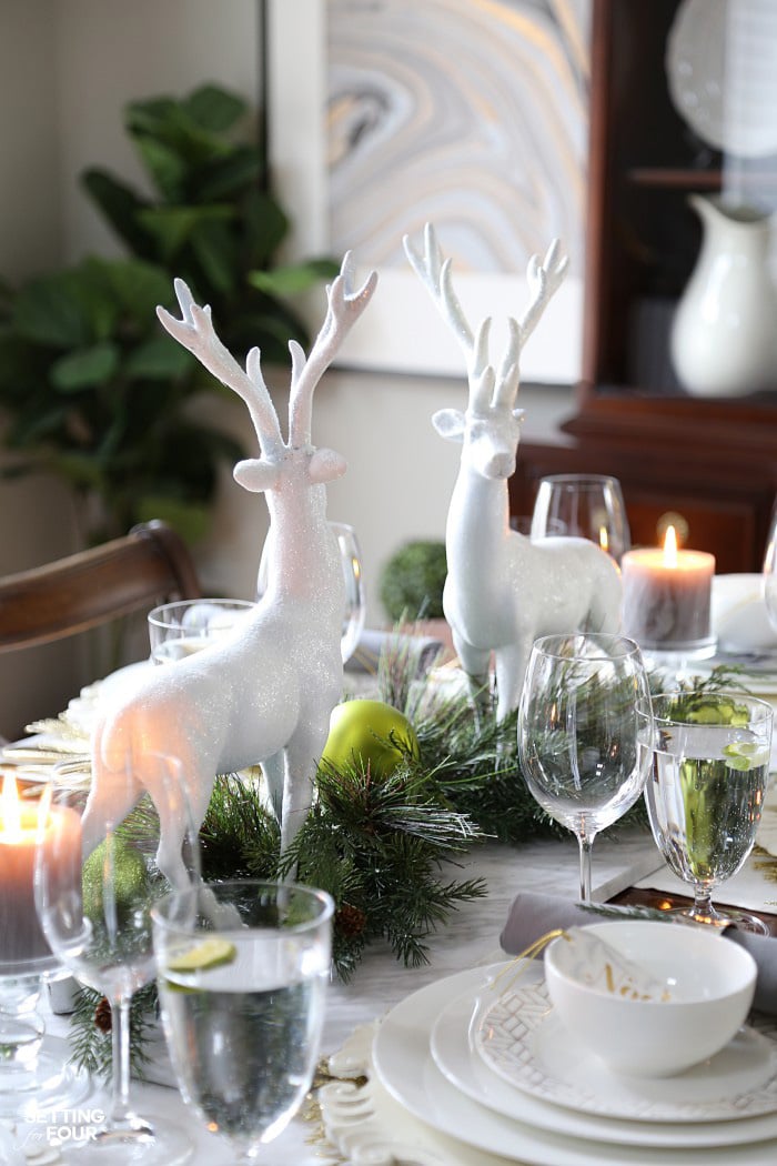 Holiday home decor idea: make a rustic, elegant Christmas Centerpiece for a festive dining table.