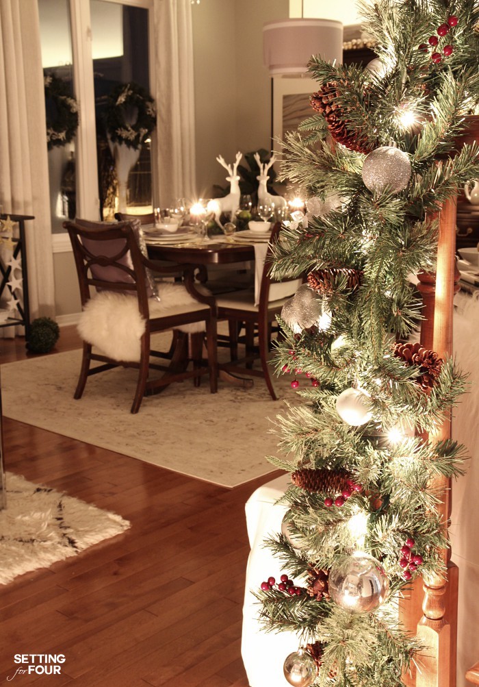 Magical Christmas Lights at Night Home Tour - see our dining room lit up with Christmas lights at night!