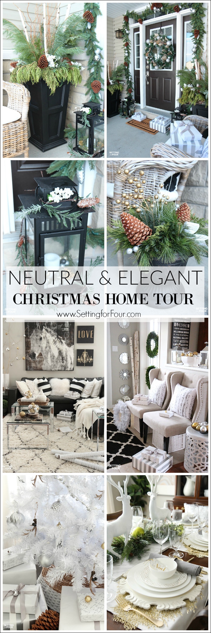 Love neutrals and glam decor? Come and see my Neutral and Elegant Christmas Home Tour! I'm sharing lots of ideas on how to decorate for the holidays with metallics, neutrals and elegant glam decor!