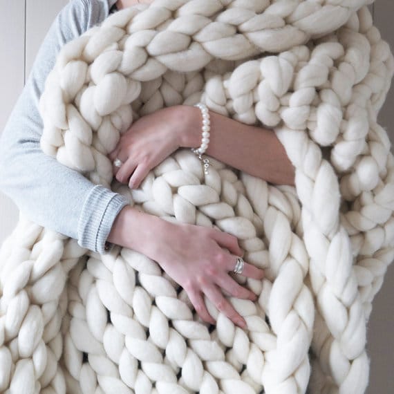 Super Chunky knit throw - these oversized knit throws are really hot right now! This one looks so incredibly warm and cuddly! Perfect to curl up with on movie nights or while reading a good book!