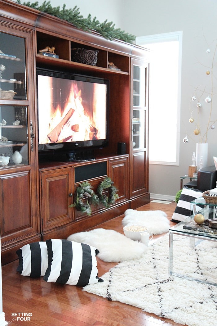 See my Neutral and Elegant Christmas Home Tour and my family room decorating tips!