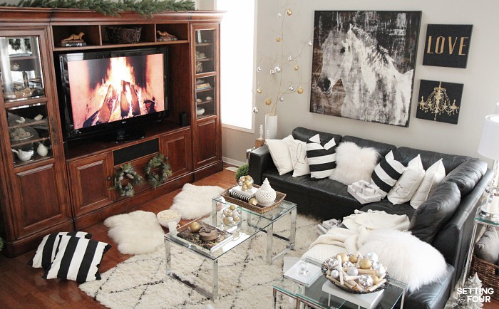 See my Neutral and Elegant Christmas Home Tour and my family room decorating tips!