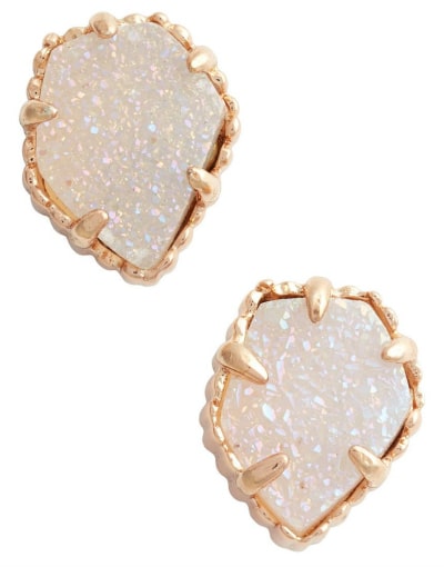 Glistening Stone Stud Earrings - these classy shimmery stud earrings with an updated pentagon shape are perfect jewelry for her to wear to work, at home or out on the town. 
