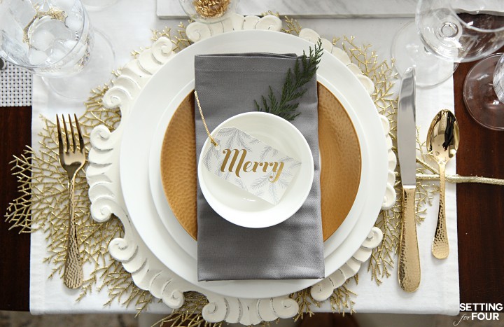 Holiday Home Decor Ideas: See this design blogger's elegant HOLIDAY CHIC white table setting and an exciting Mikasa Dinnerware Giveaway - sponsored - to win one 16 piece dinnerware set!