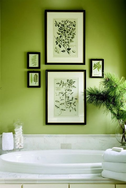 Bathroom wall paint in Pantone Color of the Year Greenery