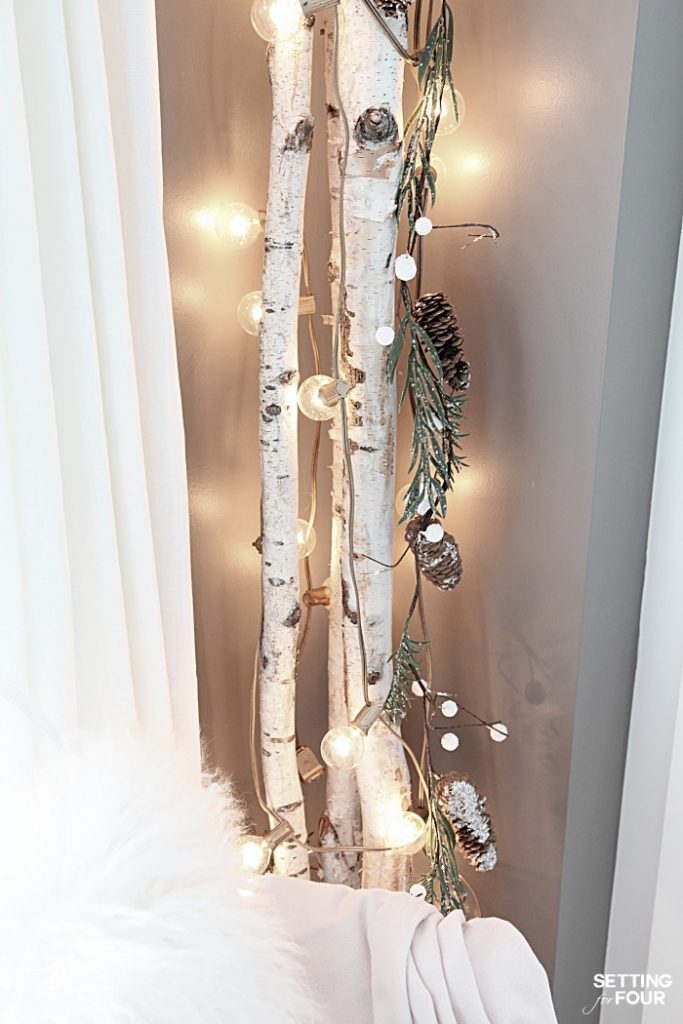 10 Minute Winter DIY Decorating Birch Branches Idea Setting For Four