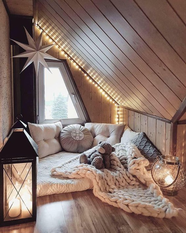 Cozy Loft Nook Idea - for an attic, loft or alcove