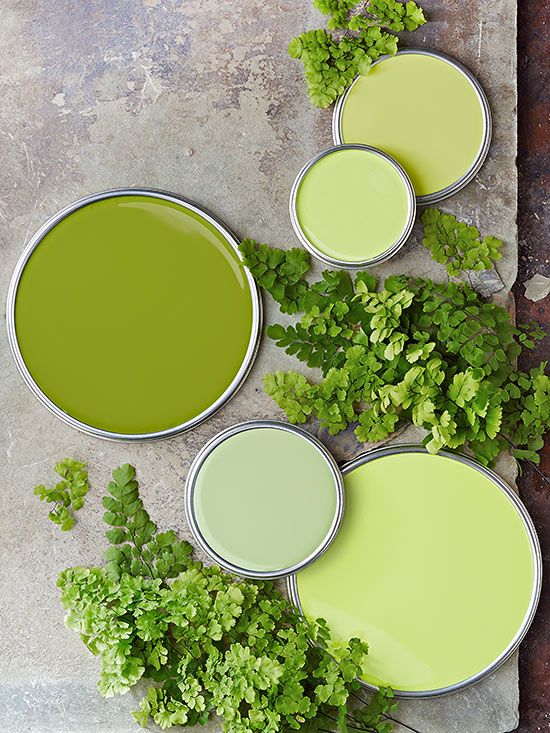 Paint palette and color inspiration for Pantone Color of the Year 2017 Greenery.