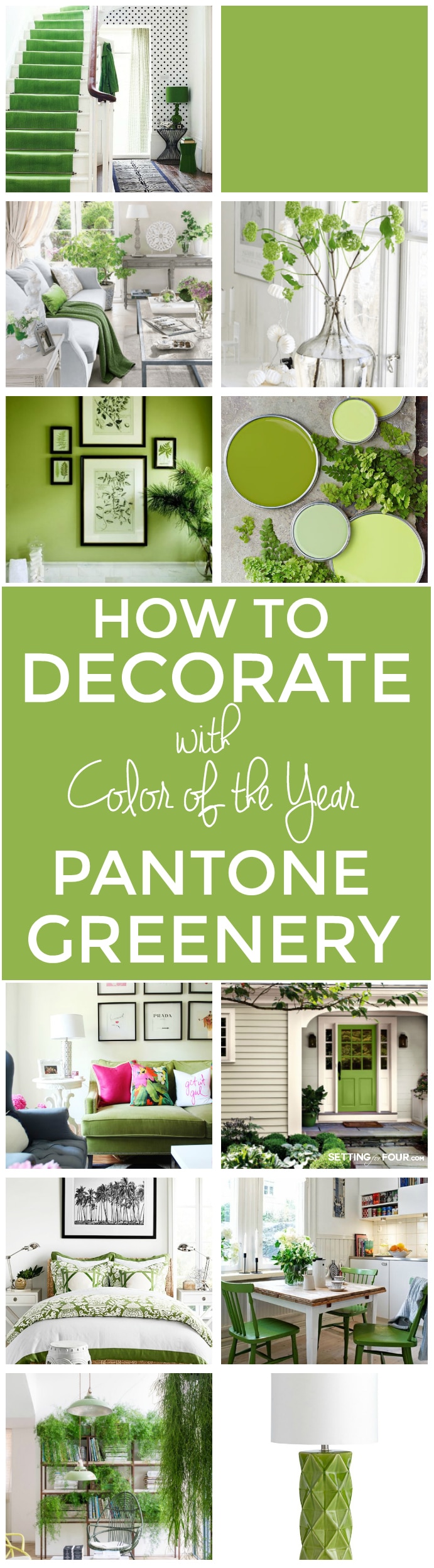 How To Decorate With Pantone Color Of The Year GREENERY! See all of the gorgeous ways you can update your home with this latest color trend - Greenery! Room ideas, furniture, wall paint colors, decor accents and more! 