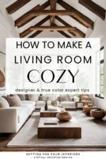 How to Make A Living Room Cozy, designer and true color expert tips, elegant, organic modern, transitional, minimalist design style, 2026 trends, simple, easy, cozy room decorating ideas