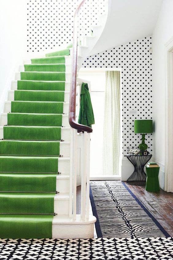 Stair runner in Pantone Color of the Year 2017 GREENERY.