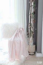 See how to make this quick 10 Minute Winter Decorating Idea with Birch Poles! A great way to decorate a small space in your home! Perfect for apartments and condos!