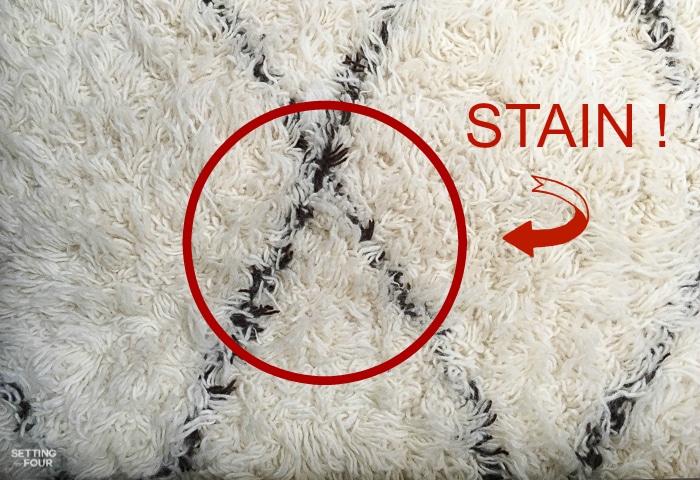 This is INCREDIBLE! See how I removed a stubborn tea stain out of our wool Moroccan shag area rug using hydrogen peroxide. This cleaning tip completely removed the stain and didn't discolor our carpet!