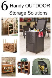 Keeping your outdoor space tidy, neat and safe is absolutely doable when you have functional ways to store all of that stuff! Check out these 10 plus handy and clever outdoor storage options for garden tools, garden hoses, bikes, firewood, outdoor toys, plants, outdoor pillows and chair pads.