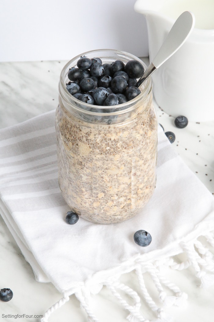 Coconut and Chia Overnight Oats In A Jar: Make this quick & yummy overnight oats recipe for a healthy breakfast or snack that's loaded with muscle-building protein and energy-boosting complex carbs. Grab and go - it's made in a mason jar! Naturally sweetened with organic coconut sugar that has a delicious brown sugar-like taste. 