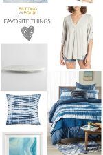 See my latest favorite things and style ideas to freshen up your home decor and closet with the color blue, coastal looks, marble, abstract art, coral objects, flowy tops, photo mobile and shibori prints!