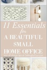 Don't think you have room for a home office? YES YOU DO! Here are 11 ESSENTIALS TO CREATE A BEAUTIFUL SMALL HOME OFFICE! Using small space furniture that's big on style and function you can make every inch count and create a beautiful home office zone in a weekend!. Layer in my accent decor ideas loaded with personality, texture and color to motivate you as you keep your home and family organized!