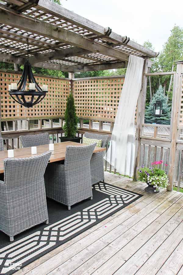 Exterior DIY home decor idea: DIY outdoor drapery rods for your gazebo or porch. Quick and Easy!