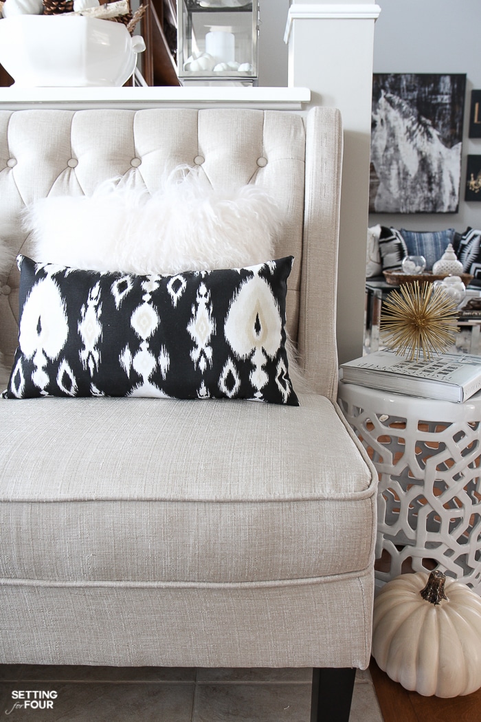 See how I'm using this beautiful neutral colored, button tufted settee that I just added to our foyer for seating! I include the online source of it too!