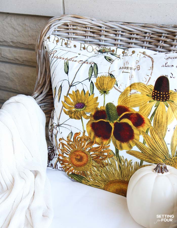 DIY Home Decor idea: Update your fall decor in an instant with throw pillows in a gorgeous floral pattern! Create an entire color palette for a space using your pillows - see how!