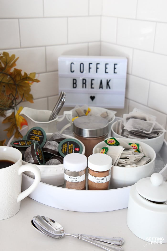 An Elegant Kitchen Coffee Bar Idea for Fall Setting for Four An Elegant Kitchen Coffee Bar Idea for Fall Setting for Four