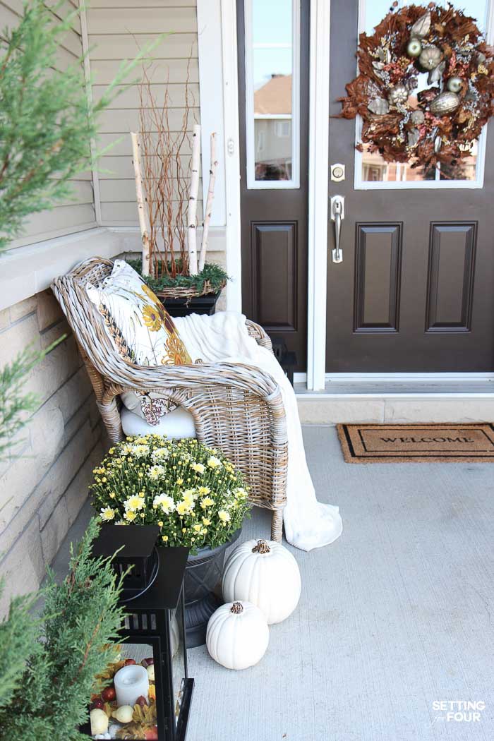 Neutral Fall Decor Ideas: See my tips and tricks to create a rustic elegant front porch like this!