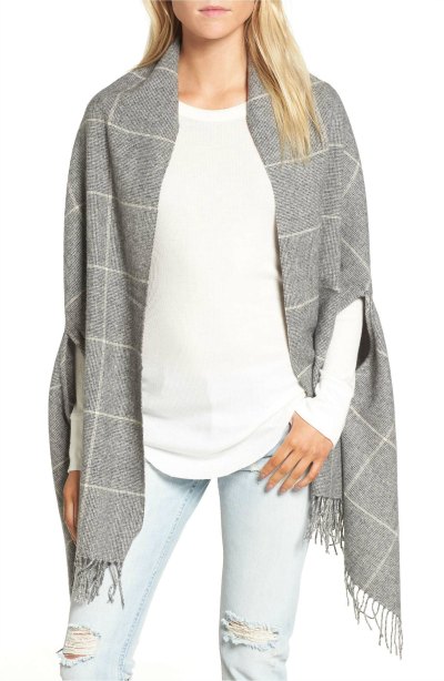 Gray and Cream Cape Scarf - it's a cape and a scarf too!