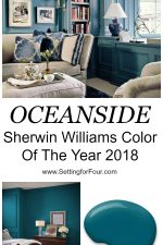 For your home: Looking for a paint color to paint your next room? See why I love Oceanside 6496, a beautiful blue color- Sherwin Williams Color Of The Year 2018 and see how it looks in real rooms!