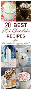 See 20 Best Hot Chocolate Recipes to warm up with when the weather cools! Lots of delicious flavours to try out! Your kids will love these hot cocoa recipes too! Perfect for parties or any time! Includes lots of slow cooker versions to make in big batches.