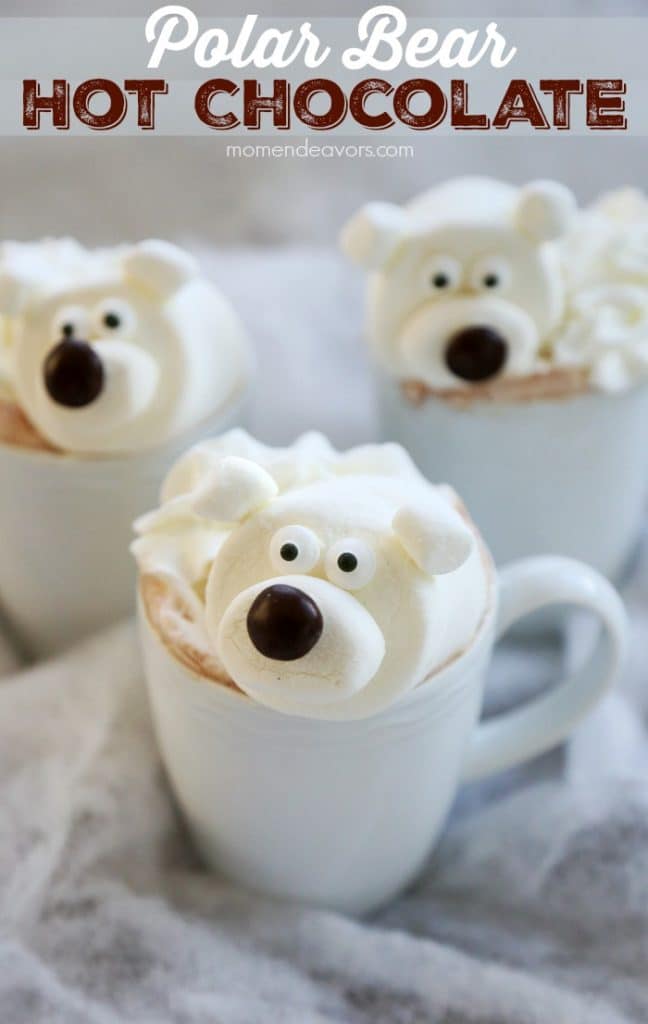 Polar Bear Hot Chocolate Recipe! Fun to make for the kids! Love this hot cocoa topping idea!