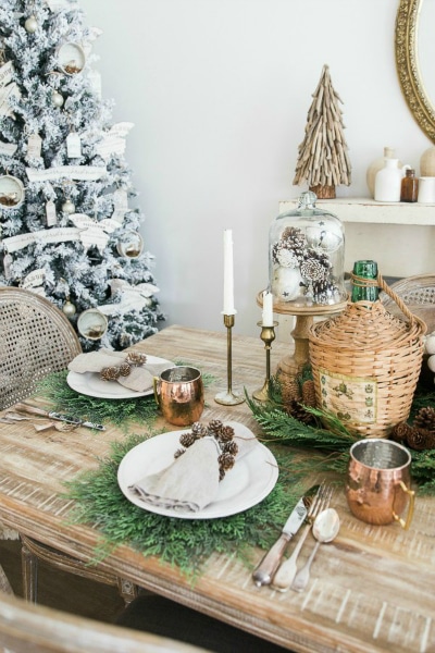 Love this! See how to create this French Farmhouse Christmas Table Decor! Easy DIY entertaining idea for the home.