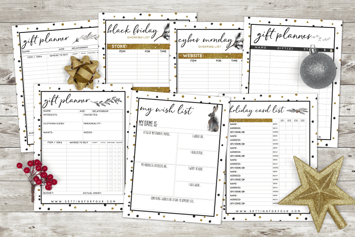 This Holiday Chic planner will organize your entire holiday season! 27 pages of Christmas tracking sheets, menu planners and more! #christmas #holiday #planner #printable #organization #gift