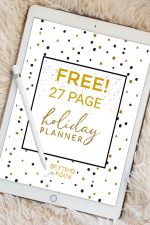 Take the stress out of the holidays, get organized and STAY SANE with this FREE Holiday Planner Pack that includes 27 Free Printable Pages to plan Christmas! You won't forget a thing this holiday and you'll love the CHIC gold, black and white sparkly design! Includes FREE printable checklists & tracking sheets for gift lists, menus, places to be and calendars too! #free #holiday #christmas #planner #printable #organization