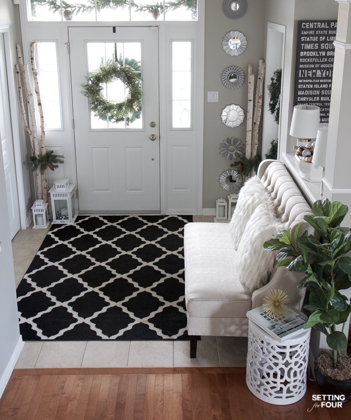 Christmas White and Glam Home Tour - see my holiday home and foyer! Lots of Christmas decorating ideas!