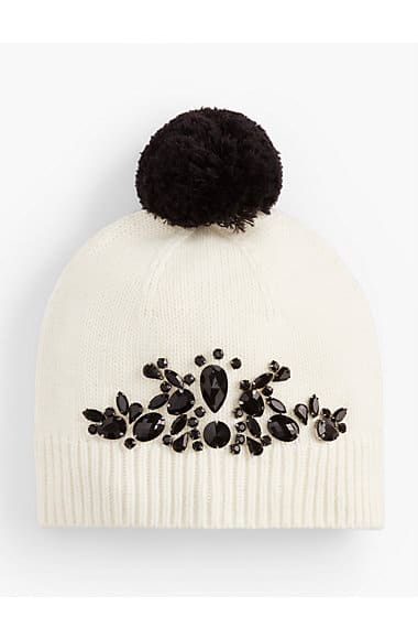 Jeweled Pom-Pom Hat. #fashion #women #hat #gift #giftidea #under50