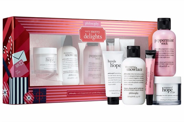 Philosophy Very Merry Delights A limited-edition collection of bath and body, breakthrough skin care, and treats for the lips and hands, wrapped and ready for holiday gifting. #giftidea #gift #holiday #skincare 