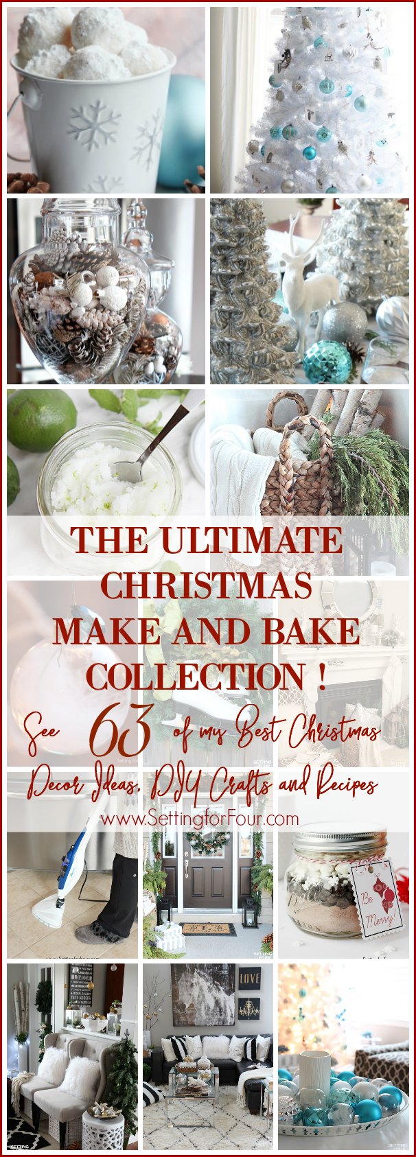 See 63 of my Best Christmas Decor Ideas, DIY Crafts and Recipes from the past 5 years in this Ultimate Christmas Make and Bake Collection! These are the most popular holiday treats, DIY projects, holiday cleaning tips and Christmas decor ideas on my website to date! I hope this collection gives you lots of inspiration to make your home pretty and sparkling clean for the holidays and make some fun and beautiful gifts for your family! 