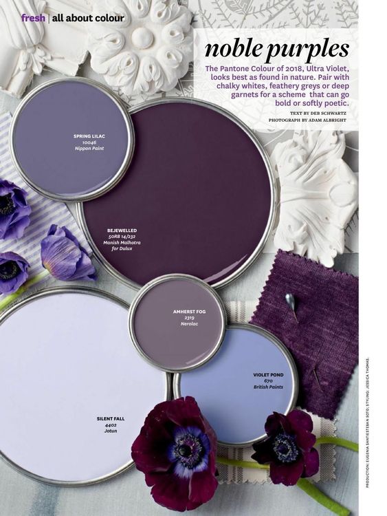 Best purple paint colors - home ideas. Beautiful purple, mauve colors for a den, kids room, bedroom or powder room.