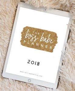 Take the stress out of your crazy schedule, get organized and STAY SANE with the 2018 Boss Babe Printable Planner Pack that includes 106 Printable Pages to plan your ENTIRE YEAR! You’ll love the CHIC gold, white and black sparkly design! Includes printable checklists, tracking sheets, to do lists, places to be and calendars too! #planner #printable #organization #2018